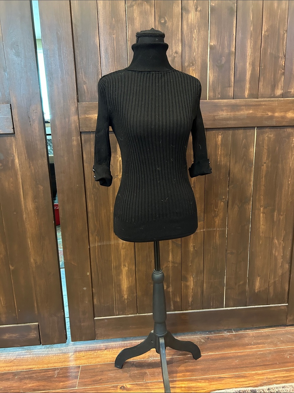 INC International Concepts Black Ribbed Turtleneck Sweater